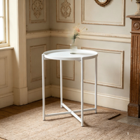 Table d'appoint ronde en métal, table d'appoint avec structure en X, petite table basse décorative pour salon, chambre, balcon