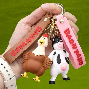 Nouvelle Tendance 2026 : Porte-clés 3D Animaux (Vache, Cochon, Poulet) en Caoutchouc PVC, Breloques Mignonnes et Grandes, Décoration de Sac à Dos, Porte-clés Dinosaure Dessin Animé - Product Image 4