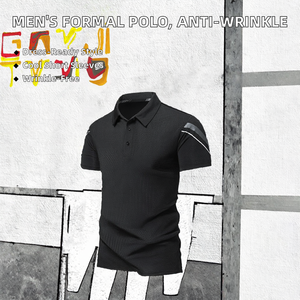 เสื้อเชิ้ตผู้ชายสีพื้นแบบกำหนดเองสำหรับการแสดง |   เสื้อกอล์ฟแขนสั้นดีไซน์กระเป๋าแบบสปอร์ต |   เสื้อถักปักลายป้องกันริ้วรอยอย่างเป็นทางการ - Product Image 2