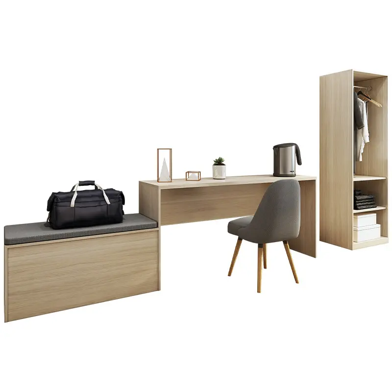 Hot Sale Modern Hotel Bedroom Furniture Storage TV Cabinet Simple Wood TV Stand Set