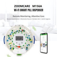 Distributeur de pilules WIFI avec 4 piles AA, rappel sonore et lumière, alerte par application, écologique, pour usage domestique, couvercle transparent, surveillable à distance.