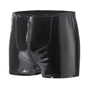Slip sexy da uomo con cerniera, in PVC effetto pelle, con apertura posteriore, <span class=keywords><strong>neri</strong></span>, effetto bagnato, per performance maschili - Product Image 4