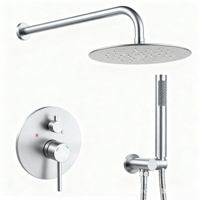 Robinet de douche encastré de style américain avec double sortie, cartouche céramique, corps en alliage électroplaqué, ensemble de robinetterie de douche, Chine