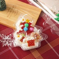 Boîte d'emballage transparente pour gâteau de Noël, mousse de pistache, tiramisu, crème, fraises