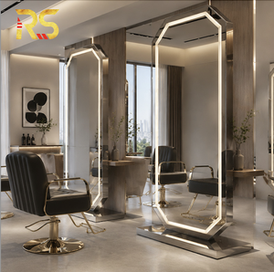 Espejo LED Redondo Moderno de Acero Inoxidable para Montar en la Pared, con Interruptor Táctil y Cambio de Temperatura de Color, para Salón de Belleza - Product Image 4