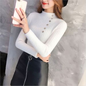 Pulls fins en velours de faux vison K102 pour femmes, pull en tricot chaud, pull à col montant uni pour femmes, printemps - Product Image 2