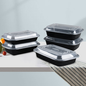 American Style Plastic <b>Lunch</b> Box Rectangle Stackable Clip On Lid Food Container For Travel Takeout Packaging - Product Image 1
