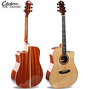 Best Supplier Manufacture Custom High Quality Wood Folk 41 Inch Solid Spruce Top Mahogany Acoustic Electric Guitar For Sale