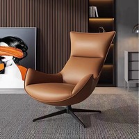Fauteuil inclinable individuel moderne en cuir souple, rotation à 360 degrés, design 'œuf d'escargot', avec pieds en acier inoxydable, pour balcon