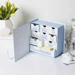 Benutzer definierte Phantasie Neugeborene Baby Kleidung Set Geschenk verpackung Baby Andenken Memory Box mit Schubladen