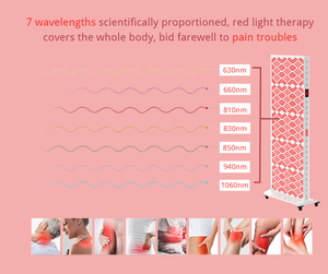 <span class=keywords><strong>Appareil</strong></span> de luminothérapie rouge professionnelle 1200W pour le corps entier, 7 longueurs d'onde 630-1060nm, panneau LED pulsé avec minuterie et gradation, pour cliniques et bien-être - Product Image 2
