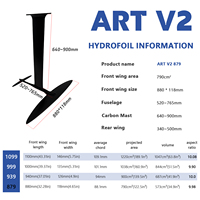 Nouveautés 2026 ART V2 879 Aile hydrofoil, équipement de foilage à axe, kit de windfoil pour kitesurf, planche de kitesurf, SUP, kitesurf