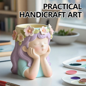 Moules à Béton pour Pots Petite Fille Tête Statue Ciment Silicone Pot De Fleur <span class=keywords><strong>Moule</strong></span> Visage Portrait Sculpture Succulente Planteur <span class=keywords><strong>Moule</strong></span> - Product Image 3