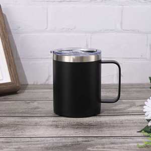 Generic 12oz Portable Office Coffee <b>Mug</b> Double Wall <b>Insulated</b> Powder Coated Stainless Steel Handle Cup - Product Image 1