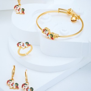패션 액세서리 세트 유니콘 5 개 세트 귀여운 새로운 패션 말 벨 팔찌 목걸이 귀걸이 반지 - Product Image 5
