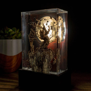 Escultura <span class=keywords><strong>de</strong></span> Lámpara <span class=keywords><strong>de</strong></span> Resina Transparente Personalizada con Diseño <span class=keywords><strong>de</strong></span> Árbol <span class=keywords><strong>de</strong></span> Cuervos para Halloween - Product Image 2