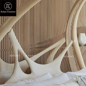 Meubles de chambre à coucher en bois fabriqués à la main haut de gamme Nature Original Bed Villa Luxury Romantic Gorgeous Elegant Curvy Art Deco Beds - Product Image 4