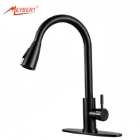 Robinet de cuisine monocommande contemporain avec cartouche céramique, rotation à 360°, eau chaude/froide, plaque de montage monotrou