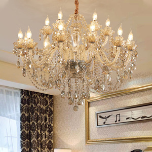 Lustre en cristal finition or E26 LED 3500K blanc chaud, grande hauteur réglable, intensité variable, garantie 5 ans, luminaire suspendu pour salon - Product Image 4