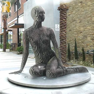 New Design Modern Outdoor Street Stainless Steel Abstract Disappear Lady Sculpture For Sale