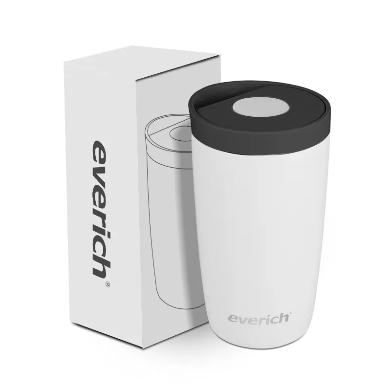 Taza de café térmica de 350ml personalizada, tazas aisladas al vacío, Térmica de acero inoxidable con botón pulsador