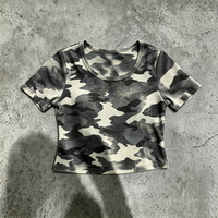 T-shirt vintage pour femme de haute qualité, fabriqué par un fabricant de renom, à manches courtes, imprimé camouflage intégral
