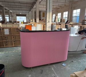 New Best Selling Custom Reception Desk Beauty Salon Counter Small Reception Table Nail Salon <b>Circular</b> Reception Desk - Product Image 5