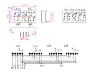 شاشة LED مكونة من 4 أرقام بوصة ، شاشة LED مكونة من 7 شرائح ، لوحة عداد رقمي - Product Image 3
