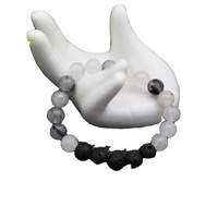 Bracelet élastique multicolore simple classique avec lave et autres perles de pierre de cristal bijoux de charme en forme de boule pour une utilisation en cadeau