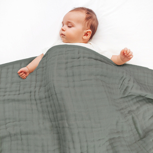 Cotton hữu cơ rắn màu trẻ sơ sinh Muslin bỏ gạc che chăn Muslin 8 lớp bông bé chăn - Product Image 1