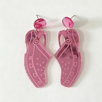 Boucles d'oreilles amusantes en acrylique effet miroir perforé, style sandales de plage, boucles d'oreilles Hawaï, accessoires pour femmes, pour les fêtes et les vacances