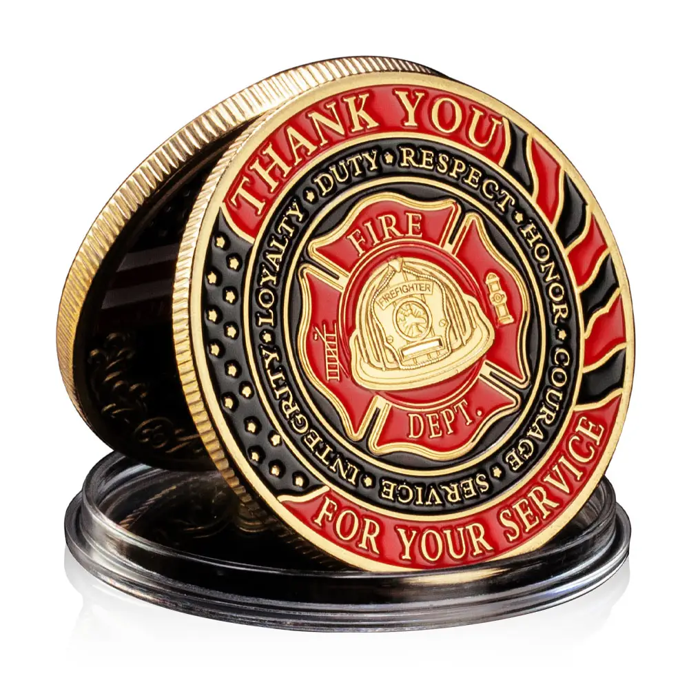 आपकी सेवा चुनौती सिक्का प्रार्थना के लिए धन्यवाद, साहस के सिक्कों के लिए फायरफाइटर फायरमैन को भगवान आशीर्वाद दें, सोना चढ़ाया हुआ स्मारक सिक्का