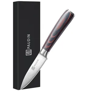 N8畅销书3.5英寸厨师刀5cr15mov钢波形图案巴尔德帕克卡木柄来样定做菜刀剥皮削皮刀