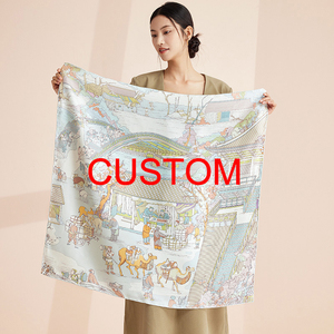 Pure Silk Scarf Custom Print Seiden <span class=keywords><strong>satin</strong></span> quadratischer Schal für Frauen Digital Print Seiden schal mit Ihrem eigenen Design