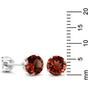 Gem Stone King 925 <b>Sterling</b> <b>Silver</b> Red Garnet <b>Stud</b> Earrings 6Mm Round Claw Setting Unisex January Birthstone - Product Image 6