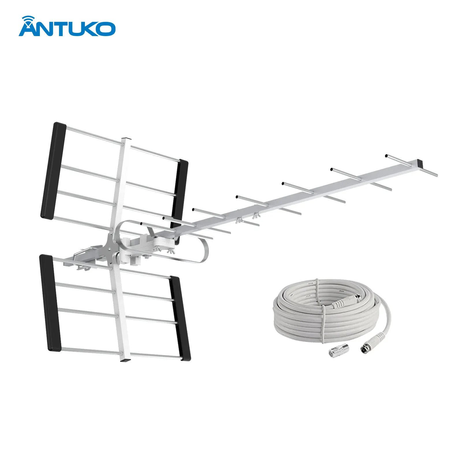 Antuko無料4K1080P屋内TVアンテナ、高ゲインVHF/UHF受信高範囲3600マイル屋外八木アンテナ4K機能
