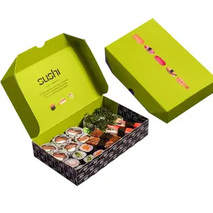 Boîte de nourriture en papier personnalisée jetable 100% compostable biodégradable Sushi Bakery Take To Go Box