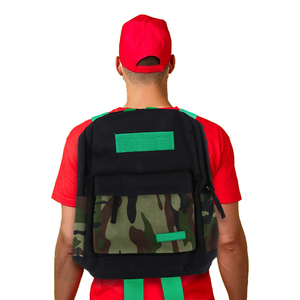 JDM กระเป๋าสะพายหลังผ้าใบมีสายรัดสำหรับแข่งรถ,สไตล์สตรีทคาร์มีสายรัดสีดำ + เขียว + สี - Product Image 6