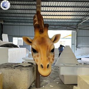 Escultura de Pared de Cabeza de Jirafa Realista de Tamaño Natural, Estatua de Animal de Resina de Fibra de Vidrio para Zoológico, Parque Safari - Product Image 3