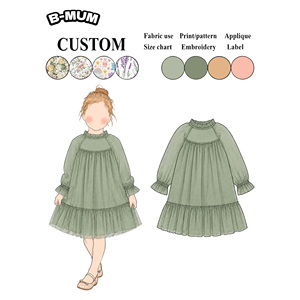 Abito da Principessa per Bambine, in Chiffon Traspirante con Paillettes e Stampa a Pois, Maniche Lunghe, Lunghezza al Ginocchio, per Feste Primaverili, Vendita all'Ingrosso - Product Image 2
