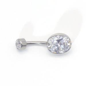 Piercing de nombril en acier inoxydable avec cristaux sertis, bijou cadeau, nouveau modèle, ornement de piercing en forme de boule de couleur acier - Product Image 1