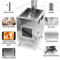 Poêle à sauna moderne portable en acier inoxydable à bois pour usage domestique et camping en extérieur