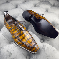 Mode chaussures en cuir de Crocodile haut de gamme violon taille semelle chaussures faites à la main personnalisé fête luxe hommes chaussures habillées