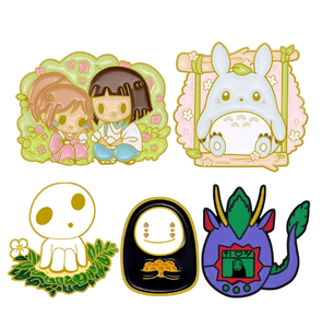 动漫电影镀金珐琅别针定制千尋哈库无脸男龙猫卡通别针批发 - Product Image 1