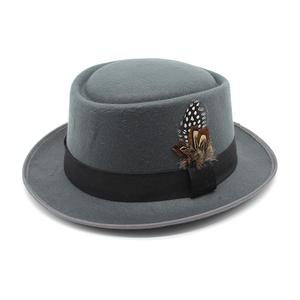 Sombreros de bombín Fedora para hombre de color sólido con lazo de cinta de plumas Boater Hati de Iglesia formal barato para fiestas - Product Image 5