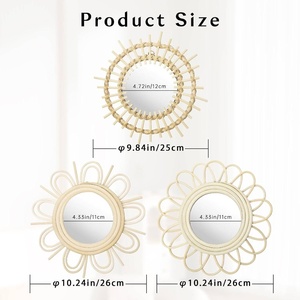 Màu Be <span class=keywords><strong>Sunburst</strong></span> tường gương <span class=keywords><strong>3</strong></span> mảnh thiết lập ngang treo gỗ khung trang trại hiện đại trang trí nội thất Trọng lượng nhẹ tăng cường không gian - Product Image 3