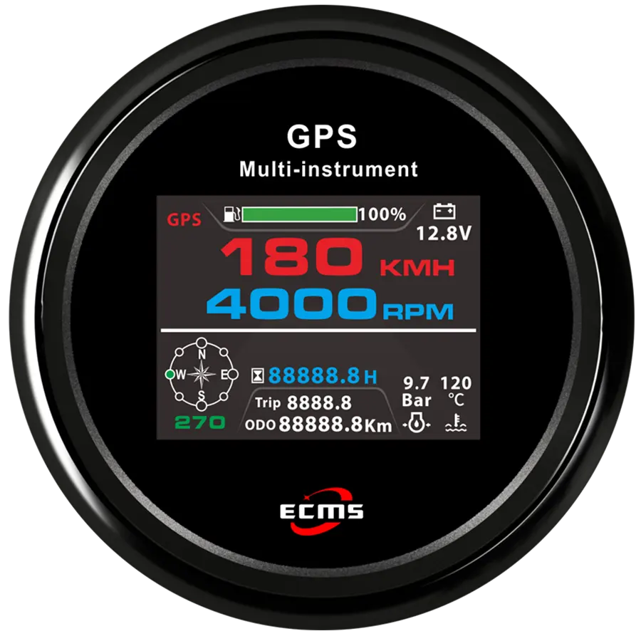 ECMS TFT tüm siyah çok gösterge göstergesi GPS hız göstergesi takometre saat su sıcaklığı yakıt seviye yağ basınç voltmetre 12V/24V 1