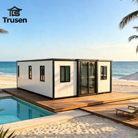 Maison préfabriquée écologique australienne entièrement installée, 2 chambres, conteneur extensible, maison à double aile, pièce pliante, maison rapide avec salle de bain