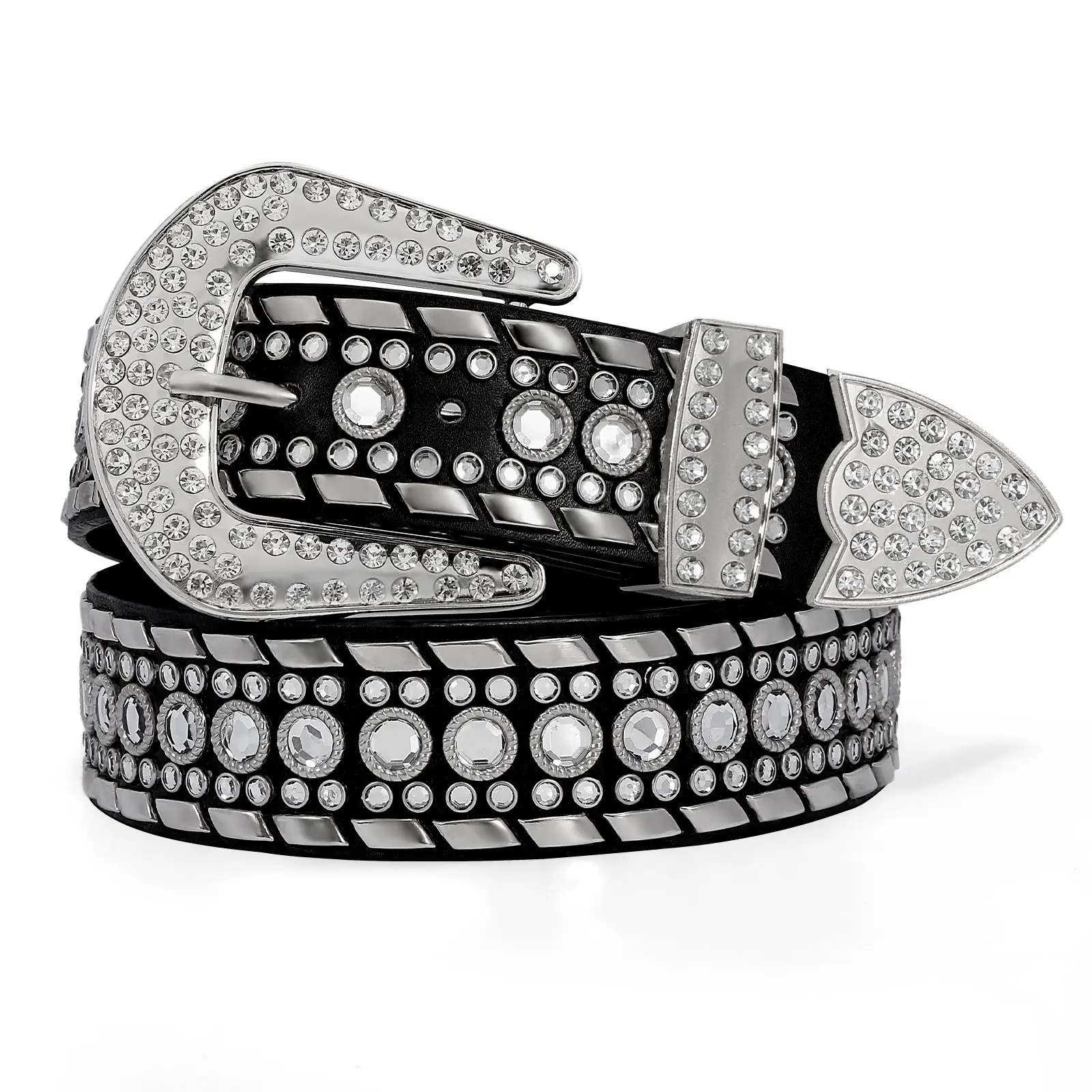 Cinture di strass di cristallo lucido da donna uomo con diamanti da Cowboy cintura occidentale nera argento cintura di design di lusso