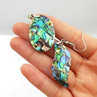 Boucles d'oreilles en coquillages d'ormeaux vertes, couleur mère de perle, cerceaux, bijoux en forme d'éventail, gouttes ovales pour femmes, cadeaux de noël, vente en gros,